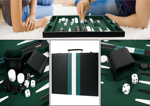 Jeu <span class=keywords><strong>de</strong></span> backgammon <span class=keywords><strong>de</strong></span> voyage portable pour 2 joueurs, plateau <span class=keywords><strong>de</strong></span> backgammon <span class=keywords><strong>de</strong></span> luxe personnalisé avec cube multiplicateur - Product Image 4