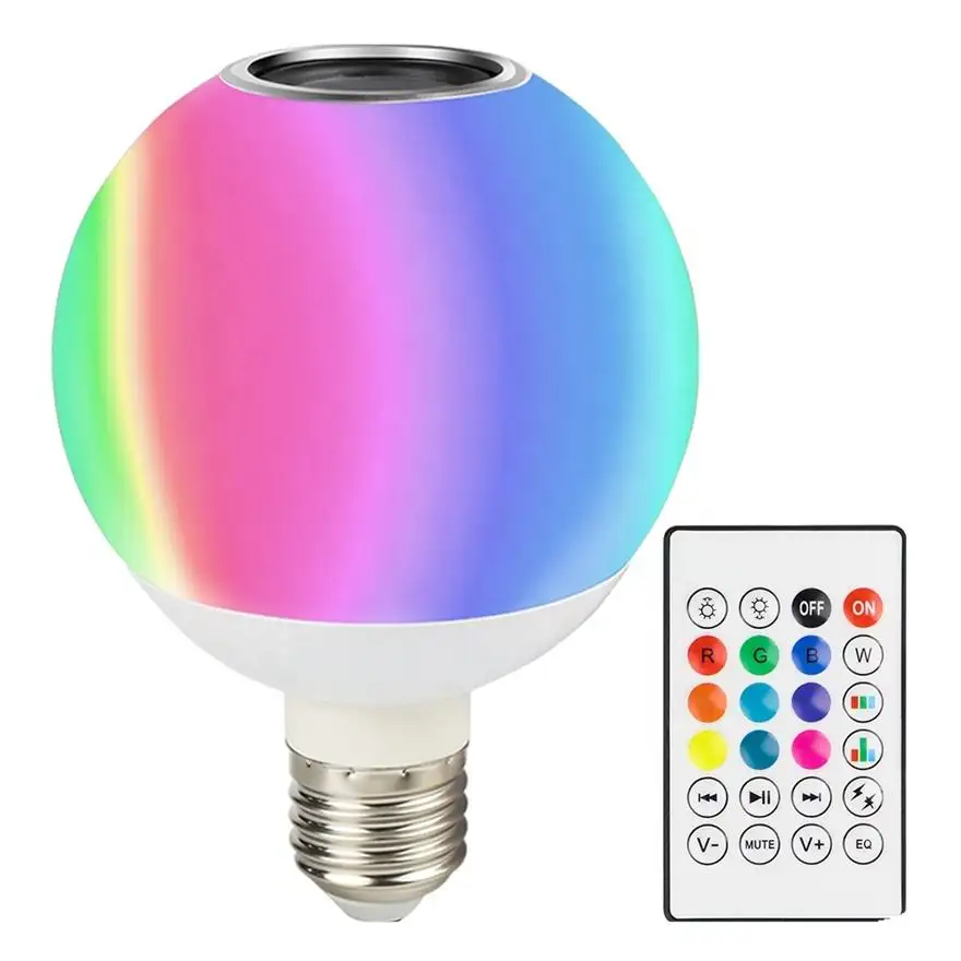 रिमोट कंट्रोल लैंप के साथ नया थोक 12W E27 RGB म्यूजिकल स्मार्ट एलईडी बल्ब