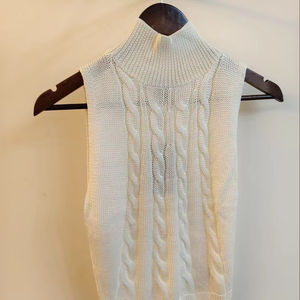 Luxurious Breathable Emerald White Computer Knit <b>Silk</b> <b>Sleeveless</b> O-Neck Casual <b>Top</b> - Product Image 1
