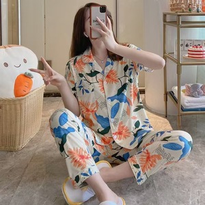 <span class=keywords><strong>Pijamas</strong></span> de mujer <span class=keywords><strong>baratos</strong></span> con botones, conjunto de 2 piezas, ropa de dormir suave con solapa, manga corta, pantalón largo, cuello vuelto, ropa de casa, venta <span class=keywords><strong>al</strong></span> <span class=keywords><strong>por</strong></span> <span class=keywords><strong>mayor</strong></span> - Product Image 3