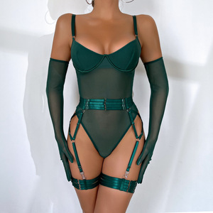 Ensemble de lingerie de luxe en maille transparente avec jarretelles – Nouvelle collection - Product Image 3