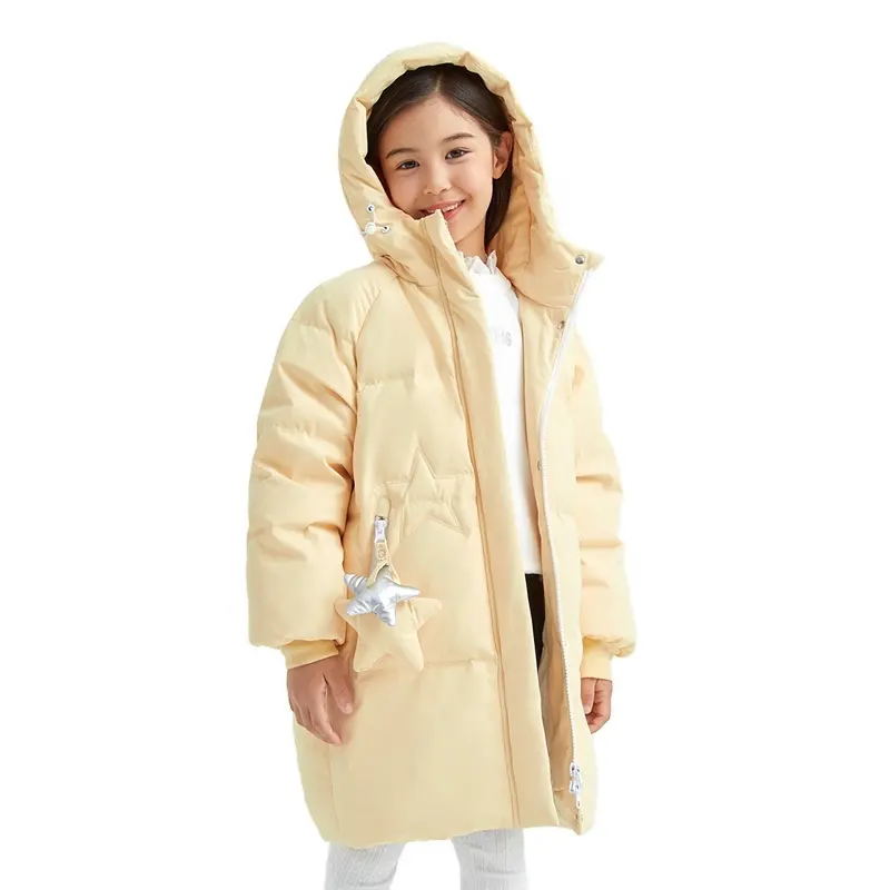 Childlike pendant custom girls winter down puffer jackets with hood kids bubble coat