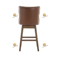 Tabourets de bar pivotants à 360 degrés, tabourets de bar en bois massif, tabourets de bar modernes rembourrés avec dossier, chaises de bar