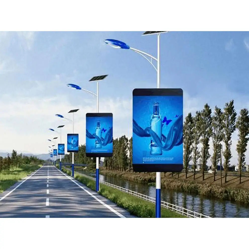 P4 Outdoor Waterproof Lamppost Road Pillar Digital Signage Sign Street Light Lamp Pole Post Led Display Screen For Advertising