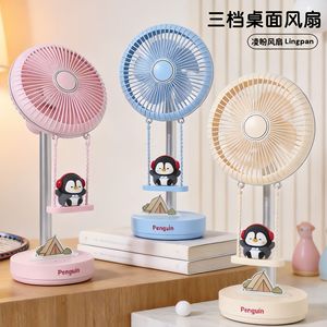 Ventilateur de bureau Lingpan, 3 vitesses, rechargeable par USB, angle réglable, pour bureau, chambre à coucher, design pingouin - Product Image 1