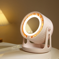 Ventilateur de maquillage avec miroir et lumière LED, ventilateur mural ou de bureau, silencieux, grand débit d'air, rechargeable par USB, ventilateur personnel portable