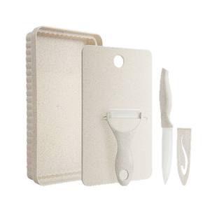Ensemble de couteaux de cuisine écologiques 4 pièces avec planche à découper, couteau en céramique, éplucheur et étui pour la préparation des aliments - Product Image 1