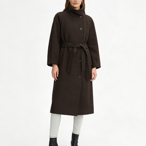 Women's Long Wool Trench Coat High Neck Belted Overcoat Warm Winter Formal Outerwear Fashion - Product Image 1