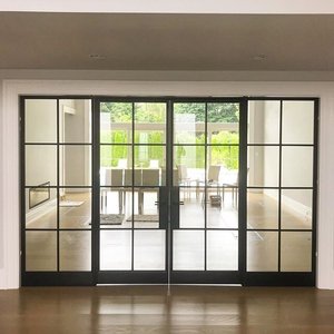Penjualan langsung pabrik kustom Villa hitam besi Perancis jendela dan pintu Modern pintu masuk teras baja besi pintu kaca <span class=keywords><strong>Interior</strong></span> - Product Image 2