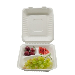 Caña de Azúcar caja Biodegradable llevar desechables 3 compartimiento de la caja de almuerzo - Product Image 2