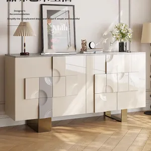 <span class=keywords><strong>Buffet</strong></span> en <span class=keywords><strong>bois</strong></span> massif de luxe léger de style italien armoire de rangement de salon moderne <span class=keywords><strong>buffet</strong></span> simple de panneau de roche décoratif français - Product Image 5