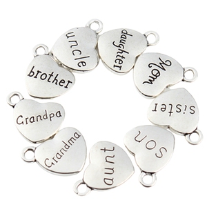<span class=keywords><strong>Pendentif</strong></span> en forme de cœur pour la famille, grand-père, grand-mère, papa, maman, oncle, tante, fils, fille, frère, sœur, bijoux, porte-clés, collier, charme - Product Image 4