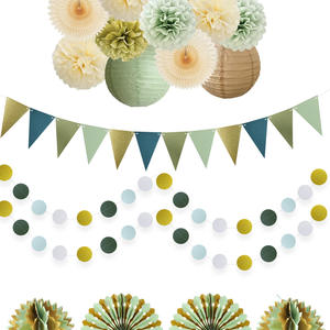 Bandera Triangular de algodón verde salvia y dorado, placa redonda con temática forestal, decoración de fiesta para el Día DE LA Tierra o cumpleaños - Product Image 1