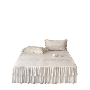 Juego de Falda de Cama Estilo Francés 150x200, Lujo Ligero, Color Sólido, Jacquard con Patrón de Cuentas de Hielo, Ropa de Cama de Verano - Product Image 5
