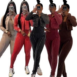 Conjunto <span class=keywords><strong>de</strong></span> Dos Piezas <span class=keywords><strong>de</strong></span> Ropa Urbana 2026, <span class=keywords><strong>Mono</strong></span> Ajustado <span class=keywords><strong>con</strong></span> Lavado Ácido y <span class=keywords><strong>Chaqueta</strong></span>, Conjunto <span class=keywords><strong>de</strong></span> Dos Piezas <span class=keywords><strong>con</strong></span> Lavado Claro para Mujer - Product Image 1