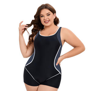 Nuevo traje de baño deportivo sin espalda de una pieza para mujer para estilo europeo y americano conservador 2025, tallas grandes con piernas anchas - Product Image 4