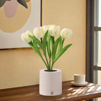 Lampe de chevet créative transfrontalière 2025 en forme de bouquet de tulipes artificielles – Lampe d'ambiance de luxe faite à la main pour chambre à coucher et maison