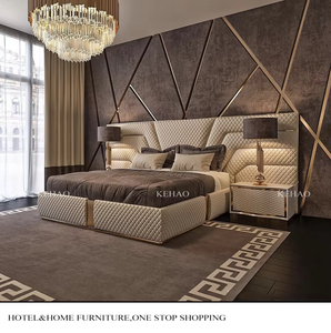 Cama doble de lujo de cuero con almacenamiento y dos mesitas de noche, conjunto de muebles de diseño italiano moderno tamaño King - Product Image 4