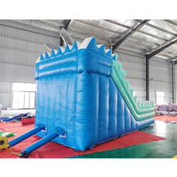 Château gonflable commercial en PVC pour intérieur et extérieur, modèle requin populaire 2025, avec toboggan gonflable requin pour enfants