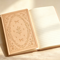 Cuaderno de Tapa Dura de PU con Lazo Floral en Relieve 3D Personalizado, Diario, Agenda, Regalo Vintage Retro