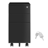 Armoire en acier ignifuge noire 3 tiroirs bureau hôpital classement stockage armoires en acier classeurs de bureau
