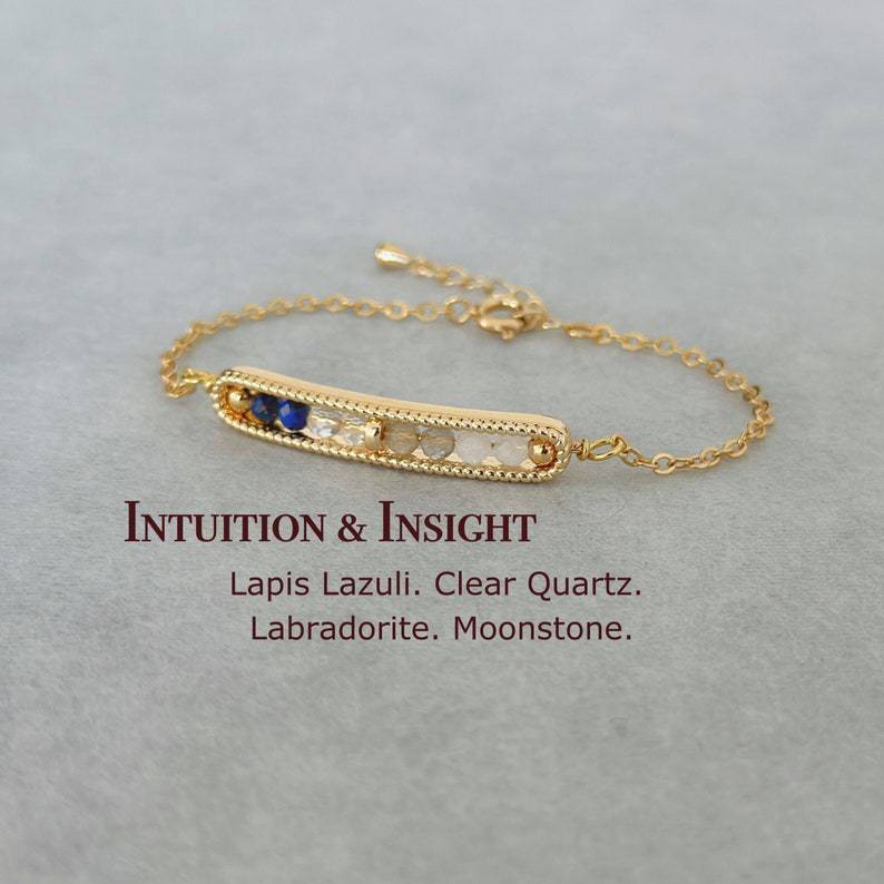 Lapis-lazuli, cristal blanc, labradorite, pierre de lune