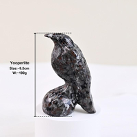 Hot Sale Home Decoration Carving Craft Natural Stone Crystal Crow Carving Yooperlite Raven Statue for Gifts