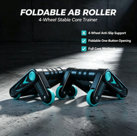 Rouleau d'entraînement abdominal pliable à 4 roues, équipement multifonctionnel de renforcement du tronc, roue abdominale pour la maison et la salle de sport
