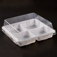Récipient alimentaire à charnière Boîte à clapet à emporter Décoration de gâteau Emballage de service alimentaire Boîte à collation en plastique Boîtes à cupcakes Ps