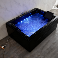Baignoire autoportante moderne en acrylique avec jets puissants, chauffage et haut-parleur Bluetooth, spa à domicile, jacuzzi