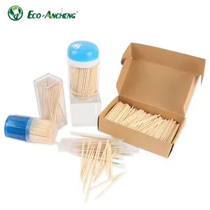 Palillos de dientes desechables para violonchelo a granel, caja de papel, palillo de madera, envoltura individual, palillos de dientes de bambú con sabor a menta