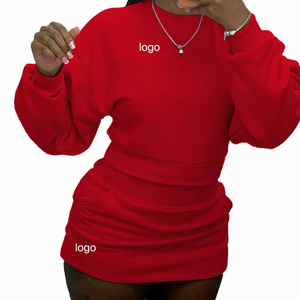 C0224 <span class=keywords><strong>Ensemble</strong></span> 2 pièces sport extensible tricoté, <span class=keywords><strong>pull</strong></span> et <span class=keywords><strong>jupe</strong></span> courte, grande taille, mode hiver, vente en gros - Product Image 6