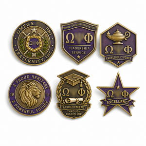 Badges métalliques personnalisés professionnels avec logo, strass, alliage de zinc, épingles en émail dur pour fraternité, épingles en émail avec lettres grecques <span class=keywords><strong>Omega</strong></span> - Product Image 3