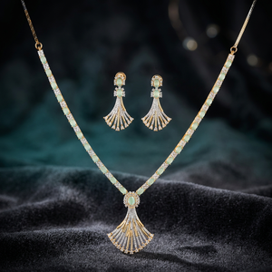 Nuevo Conjunto de Collar para Mujer con Circonita Cúbica de Estilo Clásico Popular, Chapado en Dos Tonos, 421676, Diseño Moderno para Bodas, Compromisos y Fiestas - Product Image 3
