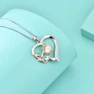 GP134สร้อยคอหัวใจดอกทานตะวันที่สง่างามจี้เงินสเตอร์ลิงคุณเป็นเครื่องประดับครบรอบแสงแดดของฉันสำหรับแฟนภรรยาผู้หญิง - Product Image 6