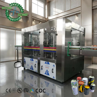 Línea de Llenado de Bebidas Carbonatadas Totalmente Automática de 6000 CPH, 18 Cabezales, Llenadora y Selladora de Latas de Aluminio con CIP