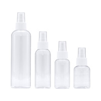 Flacon pulvérisateur transparent en PET de 50 ml/100 ml/120 ml/250 ml avec bouchon à vis, impression sérigraphiée personnalisée, emballage pour soins de la peau, fourni par l'usine