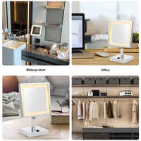 Miroir de maquillage carré à LED de bureau, cadre en acier inoxydable, processus de placage à cinq couches, vente en gros d'usine