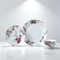 Service de vaisselle en porcelaine vintage à motif végétal, style européen moderne, durable, assiettes et bols, pour la maison, les mariages, les restaurants et la restauration occidentale