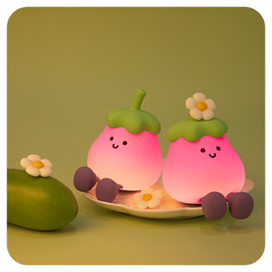 Cute Eggplant Silicone Night <b>Light</b> LED USB Rechargeable Kids Bedroom Lamp Soft Warm <b>Light</b> Dimmable Nursery Lamp with <b>Timer</b> - Product Image 5