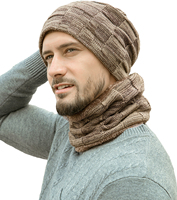 Gorro de invierno sólido de alta calidad, conjunto de bufanda, gorro de punto cálido, forro polar grueso, calentador de cuello, pasamontañas para hombres y mujeres para deportes