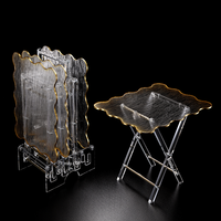 Table basse pliante élégante à prix compétitif, plateau pliable en acrylique transparent avec bordure dorée