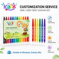 Crayons torsadables KAIX, lot de 24, crayons soyeux rétractables pour les tout-petits, emballage de marque privée