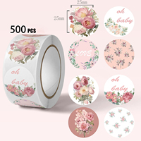 500 autocollants/rouleau, étiquettes d'emballage cadeau en PVC imprimées en couleur, motif fleur cloche à vent, remerciement, forte résistance à la traction