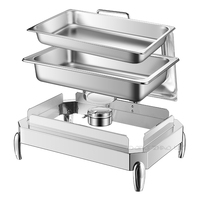 Plat de service de luxe pour buffet, chauffe-plat en acier inoxydable et verre, 6L/9L, chauffage électrique ou à combustible, idéal pour la restauration, fabrication OEM