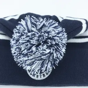 고품질 추운 날씨 열 니트 보블 모자 네이비 블루 Pom 비니 제조 업체