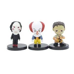 10 pz/set figura di 5.5cm di gioco per bambini, Chucky ha visto bambole orribili modellare la decorazione della torta di Hallowmas Figurine di pagliaccio