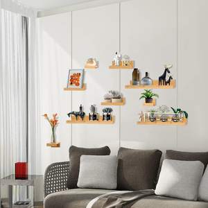 Ensemble d'étagères flottantes robustes et fonctionnelles, étagère murale en bambou décorative - Product Image 5