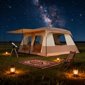 Tenda da Campeggio Grande a Due Piani con Due Camere da Letto e Un Soggiorno, Tessuto Oxford 210D, Resistente a Vento e Pioggia, Spaziosa per Più Persone, 4 Tende - Product Image 4
