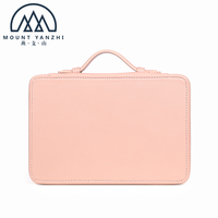 Étui de rangement pour bijoux de voyage portable en cuir véritable de haute qualité, avec fermeture éclair, logo personnalisé, fabriqué à la main, de luxe, par Mount Yanzhi